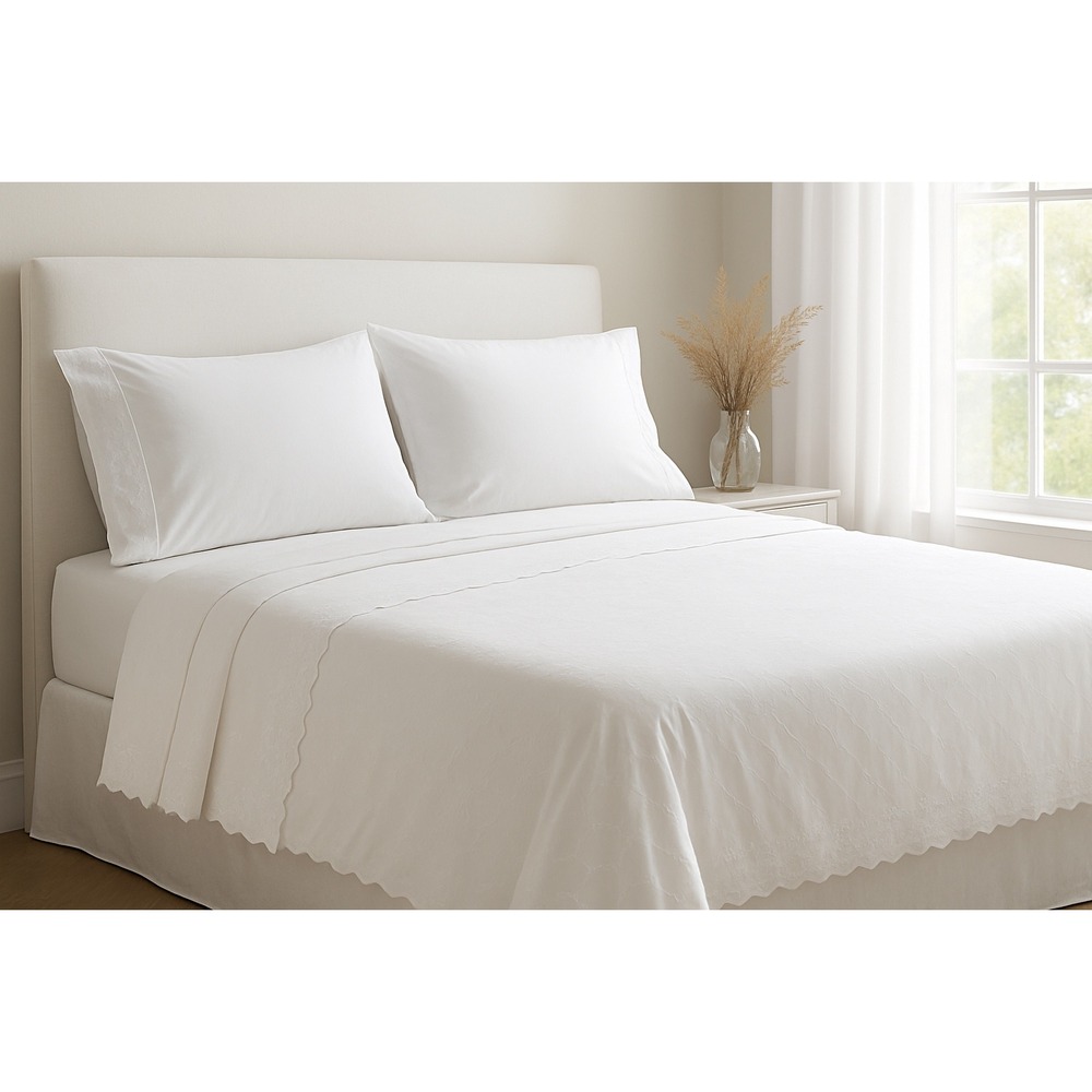 Vintage Madison Elegant Eyelet King Sheet Set NIP NOS Percale 180TC Bedding‎